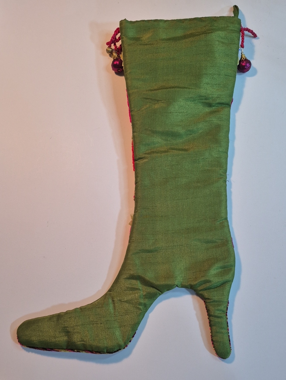 PIER 1 Decorative Fabric Victorian Theme Holiday Christmas Stocking Heeled Boots - Picture 4 of 16